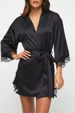 Ann Summers Cherryann Satin Black Robe