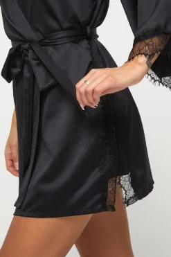 Ann Summers Cherryann Satin Black Robe -Fashion Women C23132s4