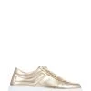 Jones Bootmaker Gold Alani Leather Platform Trainers -Fashion Women C24570s