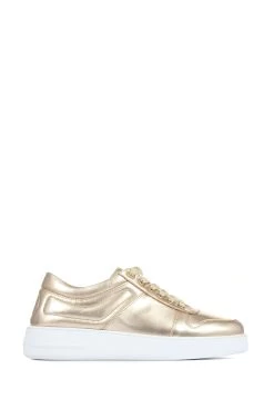 Jones Bootmaker Gold Alani Leather Platform Trainers