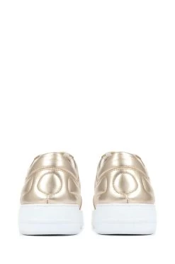 Jones Bootmaker Gold Alani Leather Platform Trainers -Fashion Women C24570s3