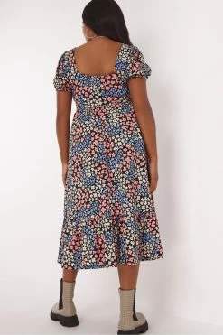 Simply Be Floral Sweetheart Black Midi Dress -Fashion Women C24628s5