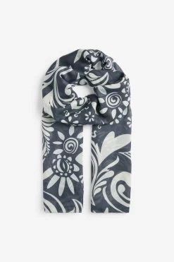 Next Navy Blue Floral Lightweight Scarf -Fashion Women C25323s3