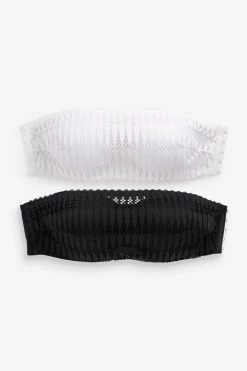 Next Black/White Geometric Lace Strapless Bandeau Bras 2 Pack -Fashion Women C28 570s7