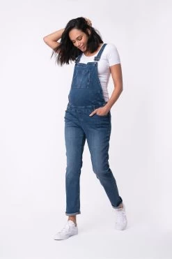 Seraphine Blue Mid Wash Maternity Denim Dungarees