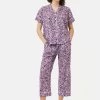 Jigsaw Purple Brushwork Cropped Pyjama -Fashion Women C28372s