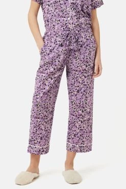Jigsaw Purple Brushwork Cropped Pyjama -Fashion Women C28372s5