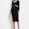 River Island Cutout Zip Black Midi Dress -Fashion Women C28749s