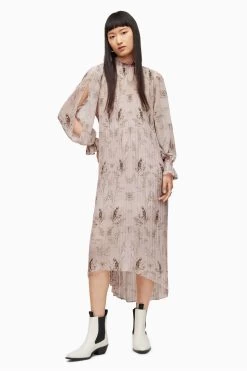 AllSaints Pink Cora Yorik Maxi Dress -Fashion Women C32813s3