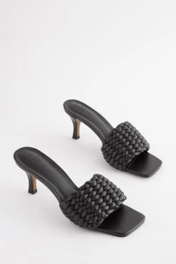 Next Signature Leather Padded Weave Mules