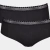 Sloggi Ribbed Black Hipster Briefs 2 Pack -Fashion Women C37034s