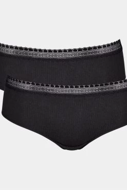 Sloggi Ribbed Black Hipster Briefs 2 Pack