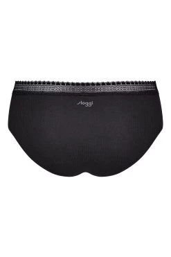 Sloggi Ribbed Black Hipster Briefs 2 Pack -Fashion Women C37034s6