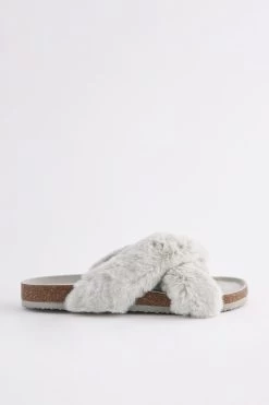 Next Faux Fur Cork Crossover Slippers 10 Next Faux Fur Cork Crossover Slippers -Fashion Women C39002s3
