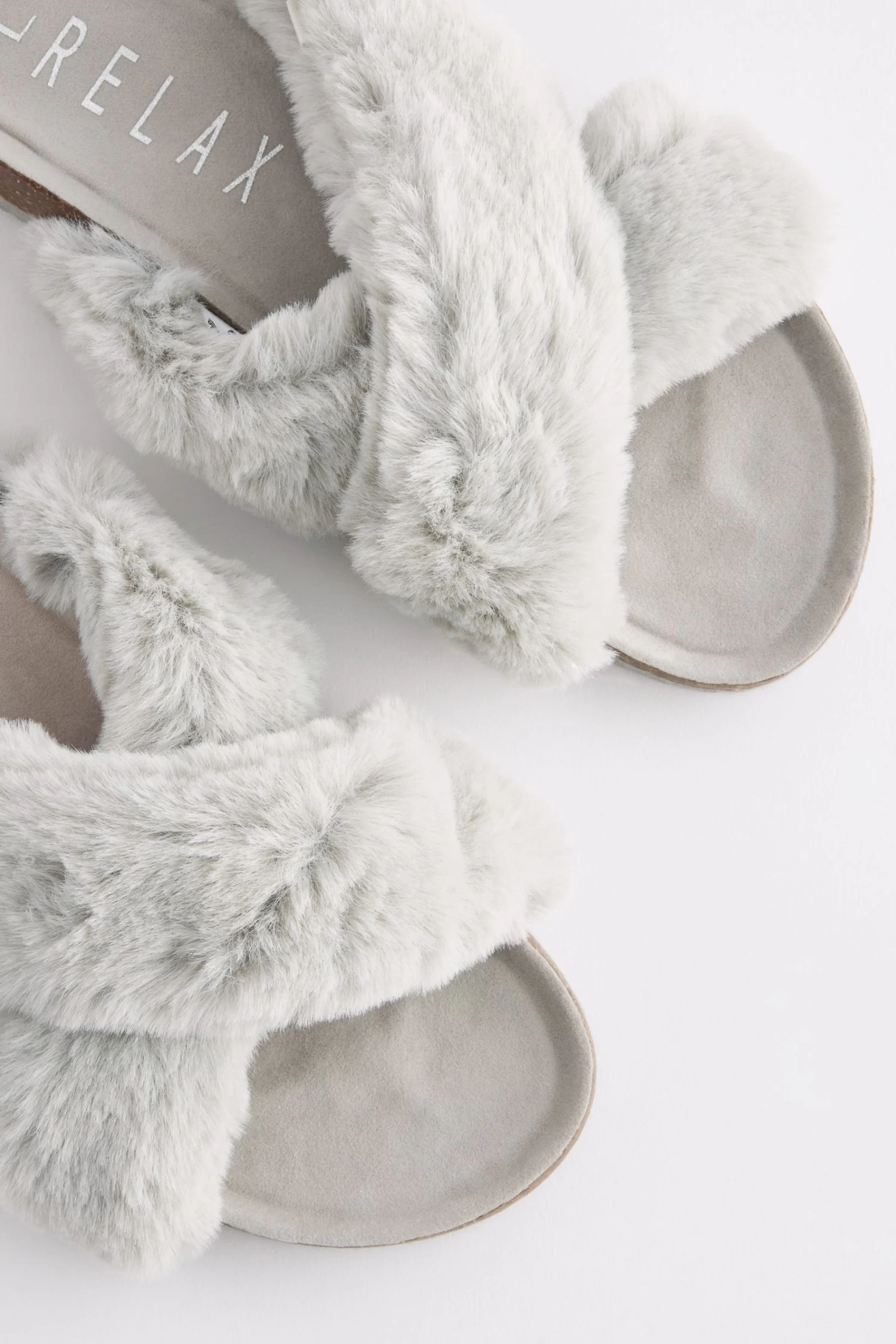 Next Faux Fur Cork Crossover Slippers 7 Next Faux Fur Cork Crossover Slippers - Image 5