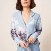 White Stuff Blue Nina Woven Pyjama Shirt -Fashion Women C41714s