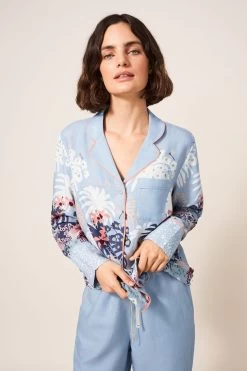 White Stuff Blue Nina Woven Pyjama Shirt