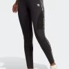 Adidas Originals Black 3-Stripes Print Leggings -Fashion Women C42576s