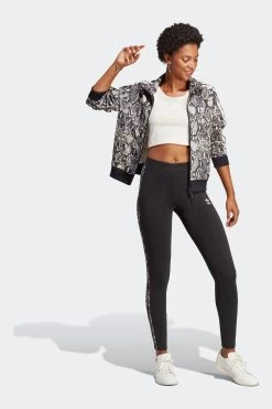 Adidas Originals Black 3-Stripes Print Leggings -Fashion Women C42576s3