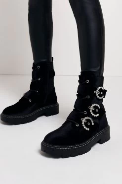 River Island Black Jewel Lace Up Ankle Boots -Fashion Women C46357s4