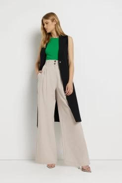 River Island Black Sleeveless Ll Tie Side Blazer