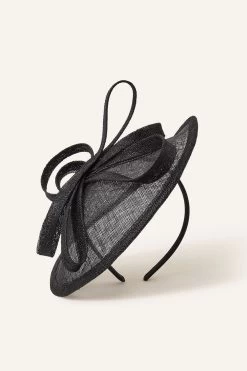 Accessorize Katie Bow Disc Sinamay Band Fascinator Black Hat
