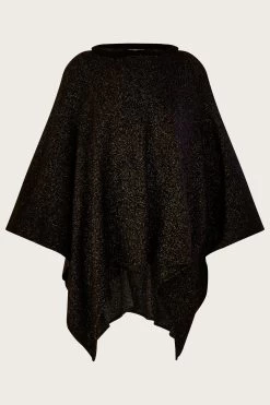 Monsoon Metallic Black Poncho -Fashion Women C55293s4