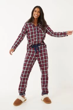 FatFace Red Family Check Nightshirt