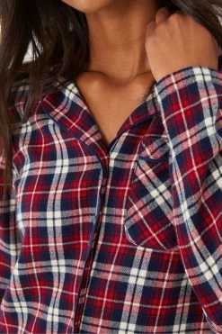 FatFace Red Family Check Nightshirt -Fashion Women C57035s4