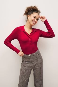 Next Long Sleeve Tipped Polo Neck Knit Top