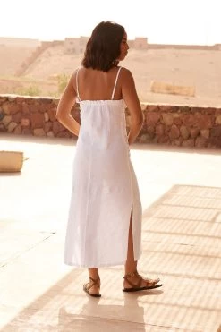 Next 100% Linen Ruffle Midi Summer Dress -Fashion Women C59 161s2