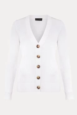 Phase Eight White Caryl Ribbed Cardigan -Fashion Women C59899s4