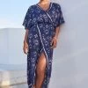 Next Navy Tie Dye Maxi Kaftan Coverup Beach Dress -Fashion Women C61 973s