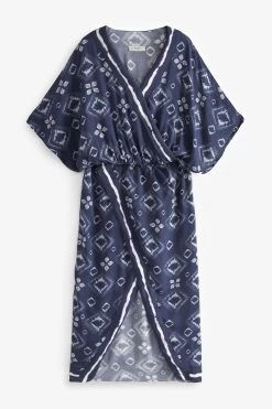 Next Navy Tie Dye Maxi Kaftan Coverup Beach Dress -Fashion Women C61 973s5