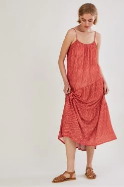Monsoon Orange Stripe Maxi Jersey Dress