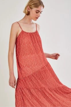 Monsoon Orange Stripe Maxi Jersey Dress -Fashion Women C61484s3