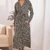 Next Black/White Animal Print Towelling Dressing Gown -Fashion Women C62 473s