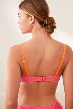 Next Pink/Orange Embroidered Non Pad Balcony Bra -Fashion Women C68 933s3