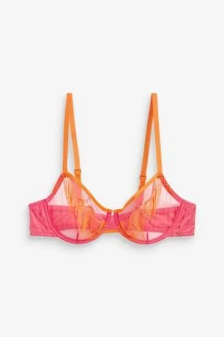 Next Pink/Orange Embroidered Non Pad Balcony Bra -Fashion Women C68 933s6