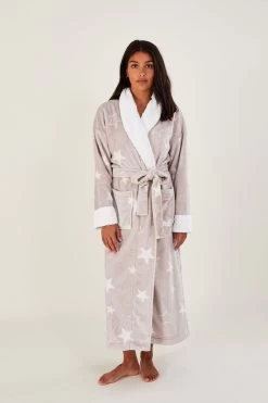 Monsoon Grey Star Print Dressing Gown