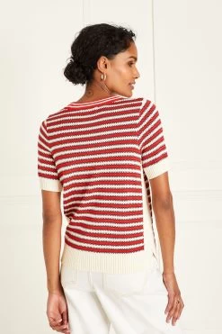 Next Stripe Short Sleeve Knit Top -Fashion Women C71 755s3