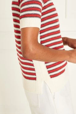 Next Stripe Short Sleeve Knit Top -Fashion Women C71 755s4