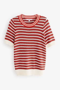 Next Stripe Short Sleeve Knit Top -Fashion Women C71 755s5