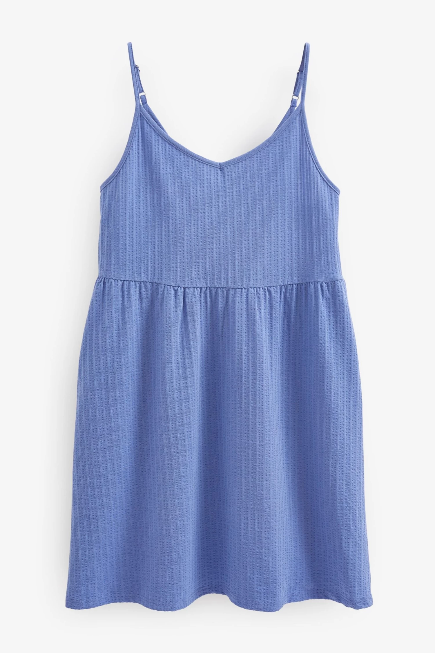 Next Cotton Seersucker Short V-Neck Cami Summer Dress 8 Next Cotton Seersucker Short V-Neck Cami Summer Dress - Image 6