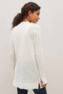 Next Rib Sleeve Button-Up Linen Cardigan -Fashion Women C80768s3