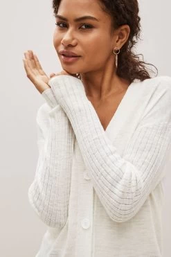 Next Rib Sleeve Button-Up Linen Cardigan -Fashion Women C80768s4