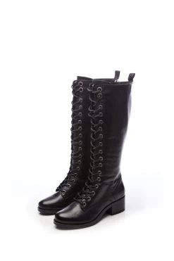 Moda In Pelle Lace-Up Knee High Leather Boots -Fashion Women C86895s4