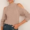 Next Cut-Out Shoulder Ribbed Knit Top -Fashion Women C91 683s