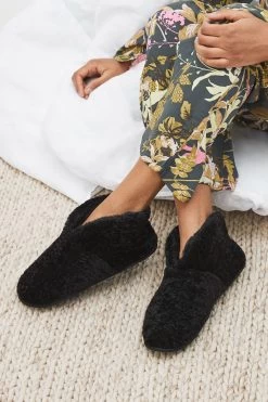 Next Black Super Snuggle Recycled Faux Fur Boot Slippers