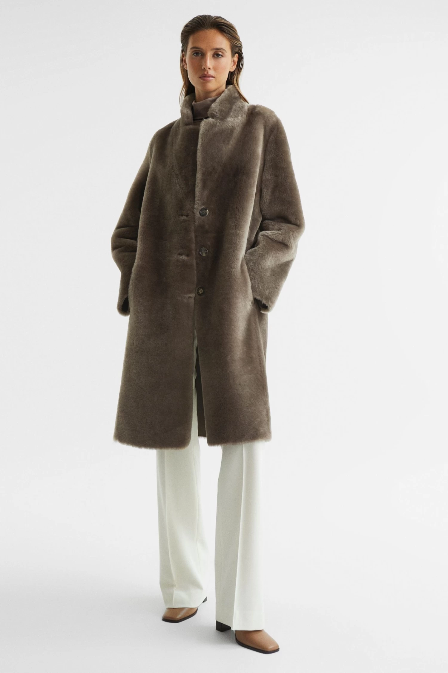 Reiss Jayce Reversible Long Shearling Coat 3 Reiss Jayce Reversible Long Shearling Coat